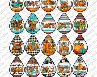 Fall teardrop earrings png sublimation design bundle, Fall png, Hello Fall png, Autumn png, Fall vibes png, sublimate designs download