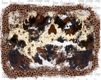 Western Cowhide Leopard Background PNG, Western PNG, Western Background, Cowhide Png, Leopard Png, Instant Download, Sublimation Design