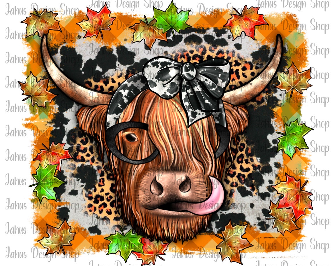 Fall Cow PNG Autumn Highland Cow Highland CowAutumn Cow | Etsy