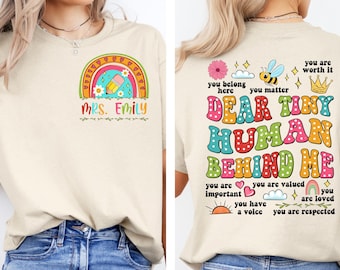 Personalized Teacher dear tiny human behind me png, back to school png, school vibes png, hello summer png, sublimate designs download