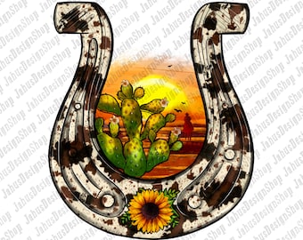 Sunset Horseshoe Design Png,Sunflower Horseshoe Png,Horseshoe Png, Sunset Png,Cowhide Horseshoe Png,Sunset Horseshoe Png,Instant Download