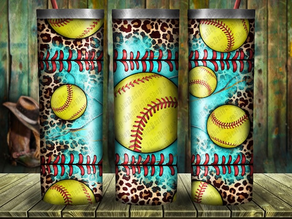 American Softball 20oz Skinny Tumbler Design, American Softball Tumbler, Softball Tumbler, Leopard Tumbler Png, Instant Download