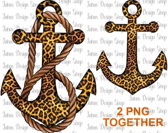 Leopard Anchor Png Design Set, Leopard Anchor Png, Anchor Png,Anchor Sublimation,Western Anchor,Leopard Background,Anchor Sublimation Design
