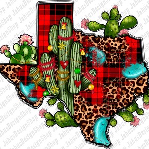 Christmas Cactus Texas Map Png Sublimation Design, Christmas Texas Map Png, Texas Map Png, Leopard Texas Map Png, instant Download