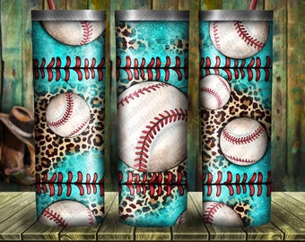 Diseño de vaso flaco de béisbol americano de 20 oz, vaso de béisbol americano, vaso de béisbol, vaso de leopardo png, descarga instantánea