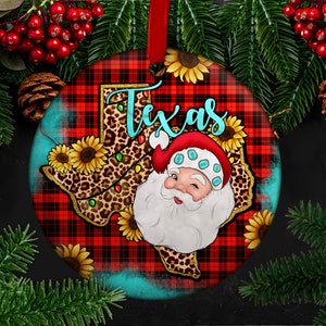 christmas texas santa ornament Png sublimation design download, Santa Claus png, Ornament Png, Christmas Png, sublimate designs download