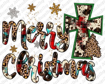 Western Merry Christmas Png Sublimation Design, Merry Christmas Png, Christmas Cross Png, Cross Png, Merry Xmas Png, Instant Download