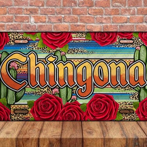 Chingona License Plate PNG Sublimation Design, Rose And Cactus License Plate Png, Mexican Day Png, Mexico License Plate Png,Digital Download
