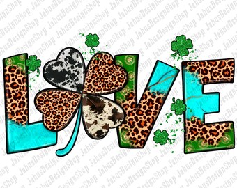 St. Patrick's Leopard Love PNG Sublimation Design,St. Patrick's Day Png,Western St. Patrick's Day Sublimation,Shamrock Png,Digital Downloads