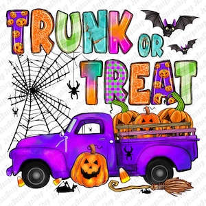 Trunk or Treat truck png sublimation design download, Happy Halloween png,  Halloween truck png,spooky season png,sublimate designs download