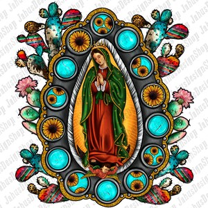 Floral Lady Of Guadalupe Png Sublimation Design, Lady Of Guadalupe Png, Virgin Mary Png, Gemstone Lady Of Guadalupe PNG,  Instant Download