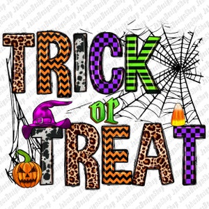 Trick or treat png sublimation design download, Happy Halloween png,  Halloween vibes png, spooky season png, sublimate designs download