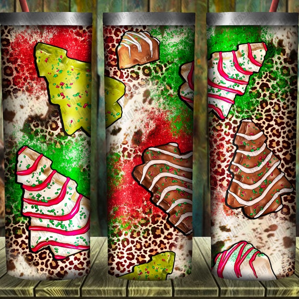 Little Debbie Tree Cakes Leopard 20oz Skinny Tumbler Design, Merry Christmas Png, Tree Cakes Png, Happy New Year Png, Digital Download