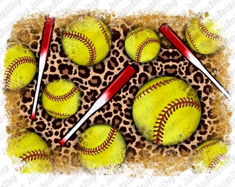 Softball Leopard Distressed Background Png Design, Softball Background Png, Leopard Softball Png, Sports Background Png, Instant Download