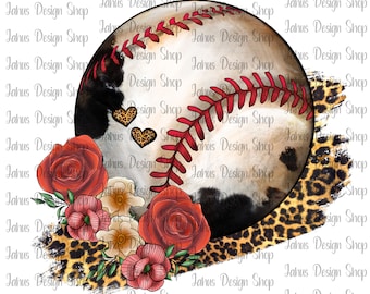 Floral Baseball PNG, Leopard Baseball PNG, Love Baseball, Baseball Png, Baseball Clipart, Western Baseball Png, Instant Download