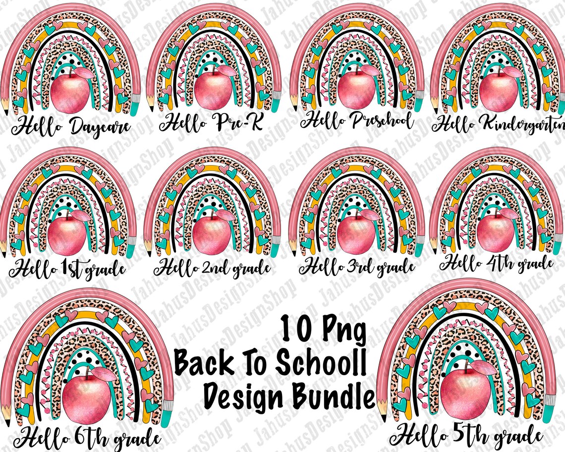 Back to School Png Design Bundle, Back to School Png, Hello School Png ...