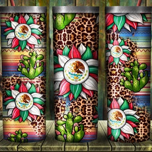 Sunflower Leopard Mexican Flag 20oz Skinny Tumbler Png Design - Etsy