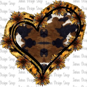 Western Heart Png Sublimation Design, Cowhide Heart Png, Leopard Heart Png,Sunflower Heart Png,Southern Heart Png,Love Png, Digital Download