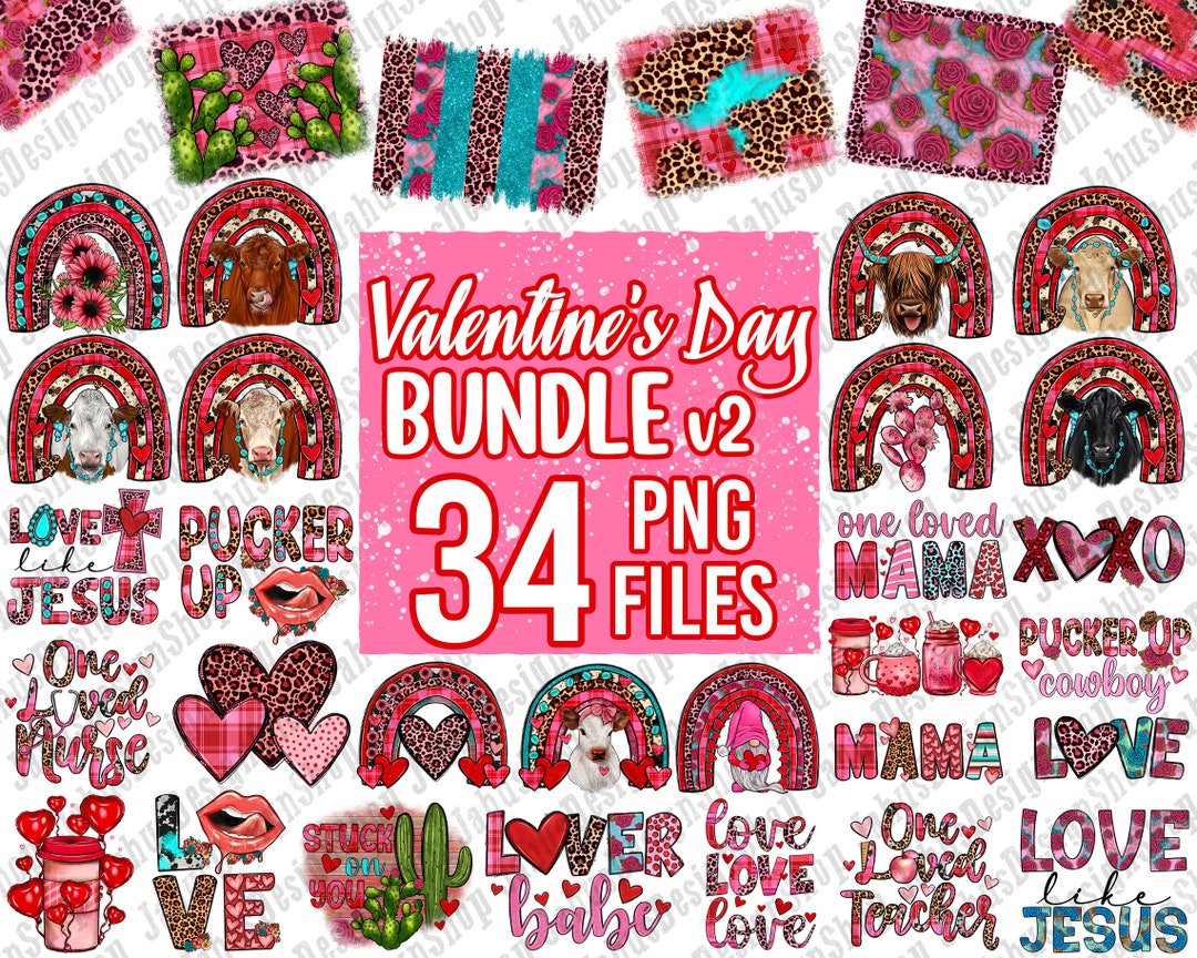 Valentine's Day Png Sublimation Design Bundle, Happy Valentine's Png ...