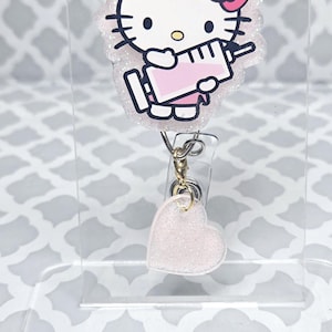 Kitty Badge Reel Inspired,Nurse kitty badge reel, Retractable Badge Reel,iridescent glitter, Badge Reel Cute,nurse valentine gift iridescent