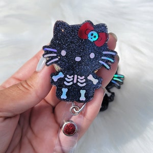 Kitty Badge Reel Inspired, Halloween Badge Reel, Skeleton Badge Reel, Retractable Badge Reel, Badge Reel Nurse, Badge Reel Cute phone grip