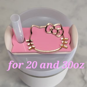 Stanley Cup Accessories, 20 and 30oz stanley pink and rose gold Stanley Topper, Kitty Stanley Lid Topper, Kawaii Kitty Stanley Name Plate
