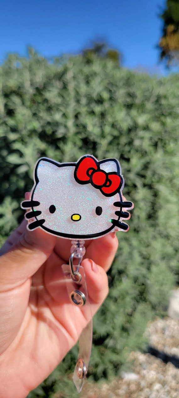 Kitty Badge Reel Inspired, kitty face badge reel, Retractable Badge Reel, Badge Reel Nurse, Badge Reel Cute