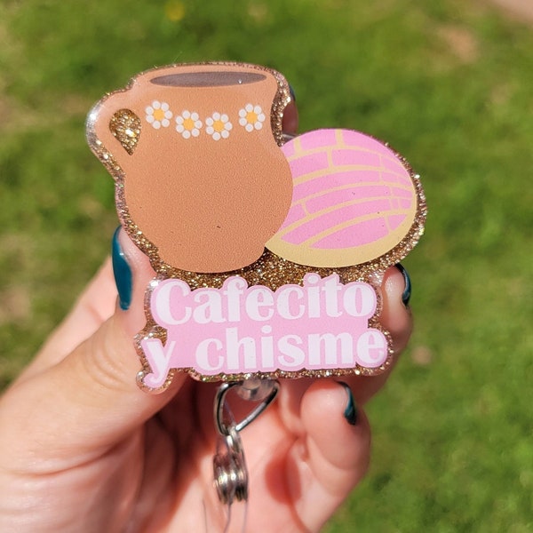 Cafecito y Chisme, Coffee Badge reel, Iced coffee, Coffee is my love language, Glitter coffee badge reel, coffee lover, gifts for nurses
