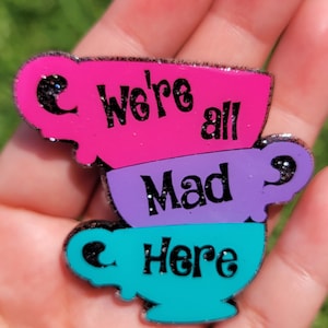 We're all Mad Here Badge Reel Inspired, Alice badge reel, Retractable Badge Reel, Badge Reel Nurse, Tea party, Alice and Friends