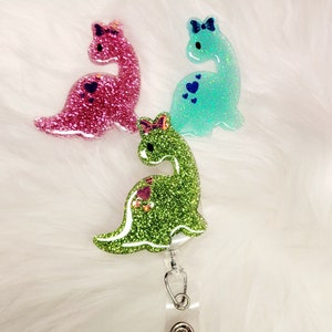 LOVE DINOSAUR badge reel | retractable badge reel | nurse | dinosaur valentine | Brontosaurus