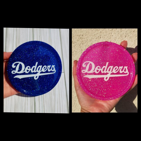 Los Angeles Baseball Glitter Coaster | custom resin coaster | Los Angeles Baseball| Glitter epoxy coaster | Blue Glitter coaster