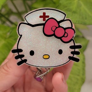 Kitty Badge Reel Inspired,Nurse kitty badge reel, Retractable Badge Reel,iridescent glitter, Badge Reel Cute,nurse valentine gifts iridescen