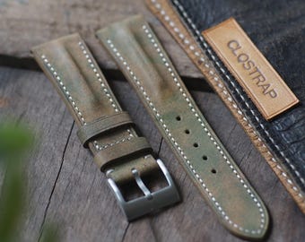 Handmade leather watch strap, 18mm 20mm 22mm 24mm, custom watch band, Quick release spring bar