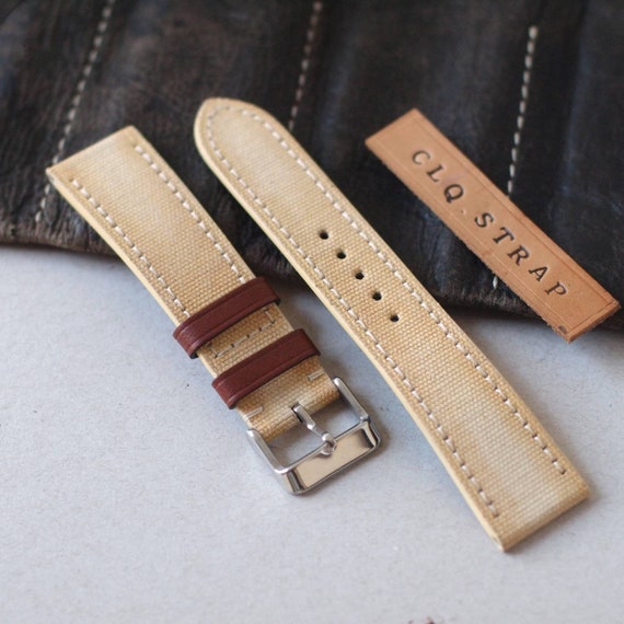 Canvas watch strap , handmade watch strap ,18mm 20mm 22mm 24mm , watch band , custom strap, vintage watch band