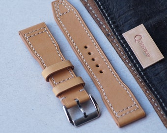 Pilot watch strap , 18mm , 20mm , 22mm , handmade leather watchstrap, custom watch band, Quick release spring bar
