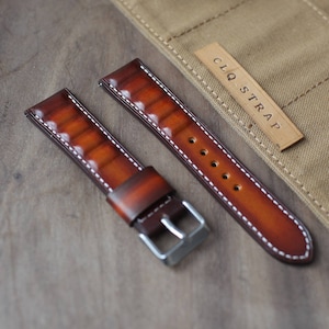 Bespoke patina brown leather watch strap, 18mm 20mm 22mm 24mm, custom watch band