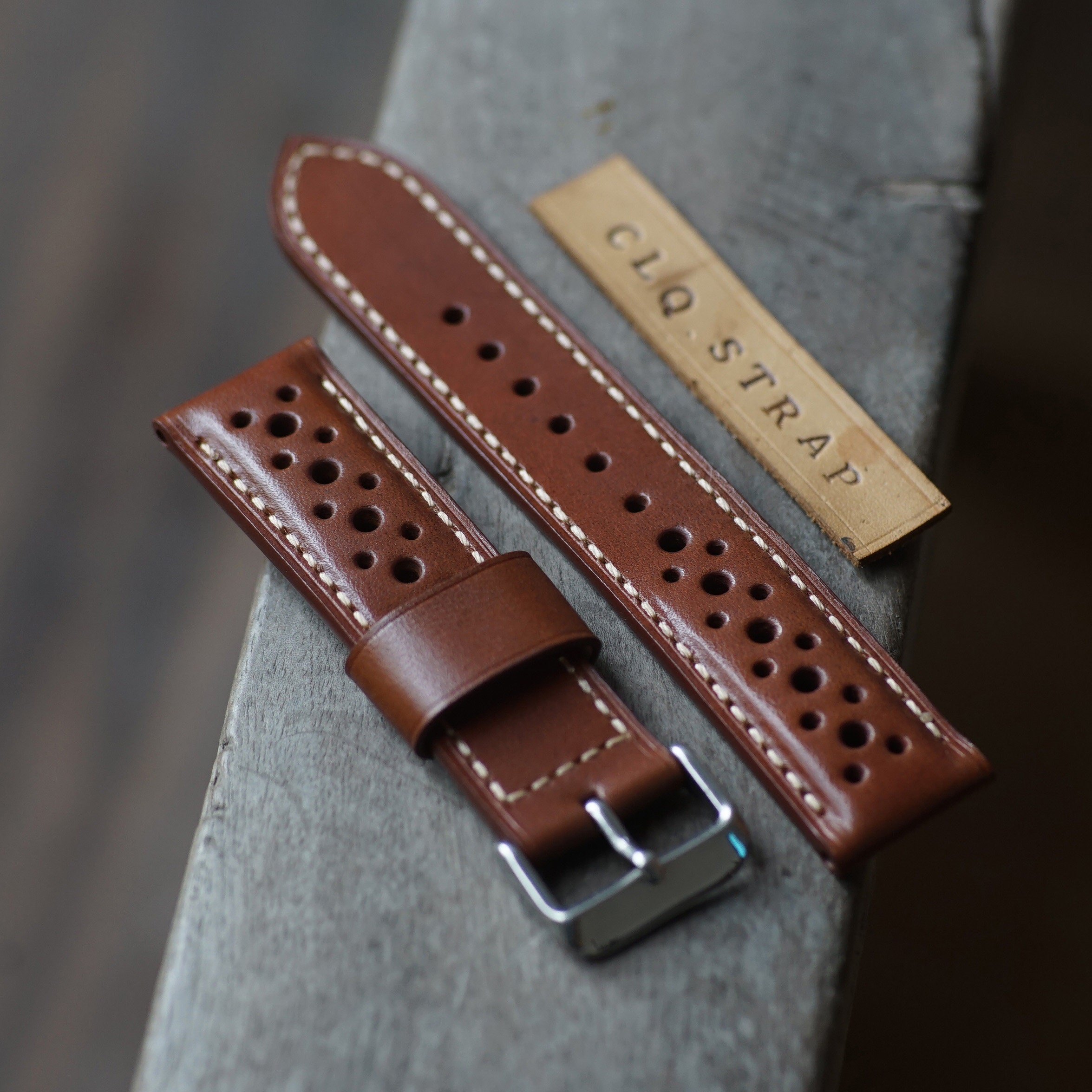 Bespoke Brown Rally Watch Strap, 18mm , 20mm,  22mm , Custom watchstrap , Handmade Leather