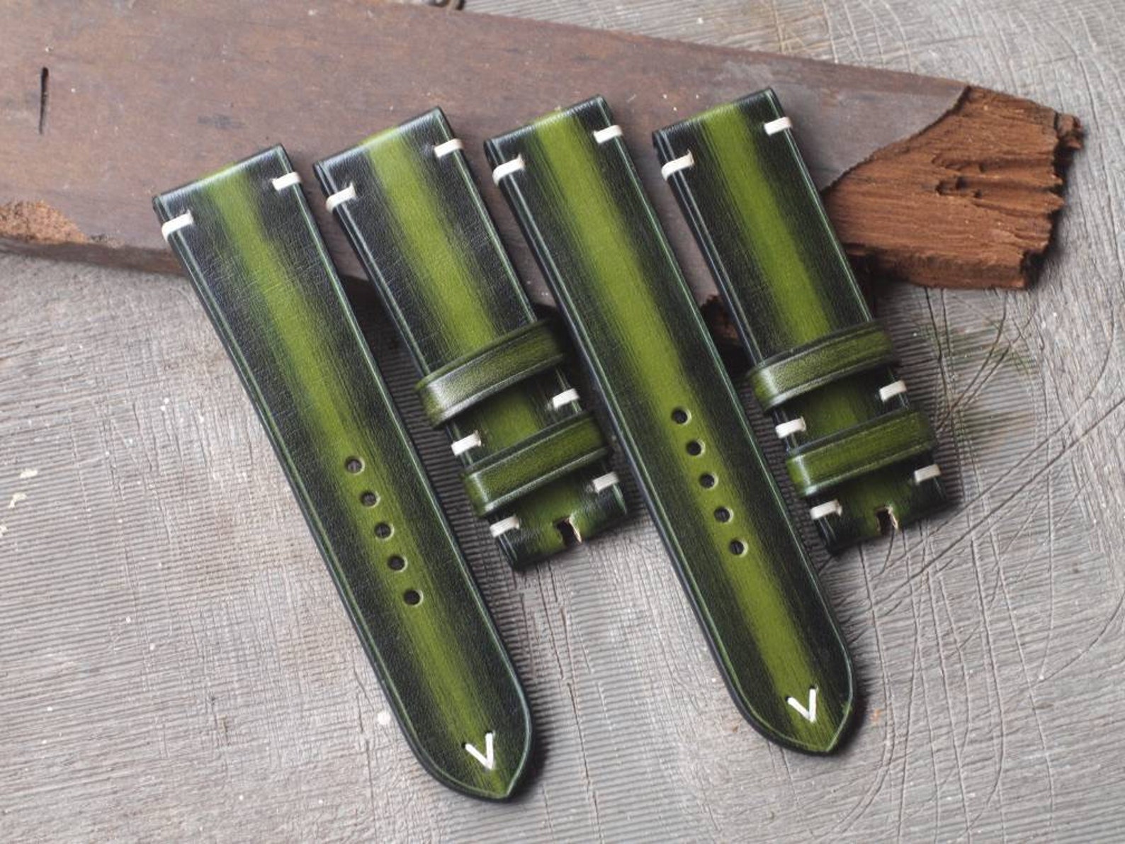 Green Leather watch strap. watch band 18mm 20mm 22mm 24mm Etsy