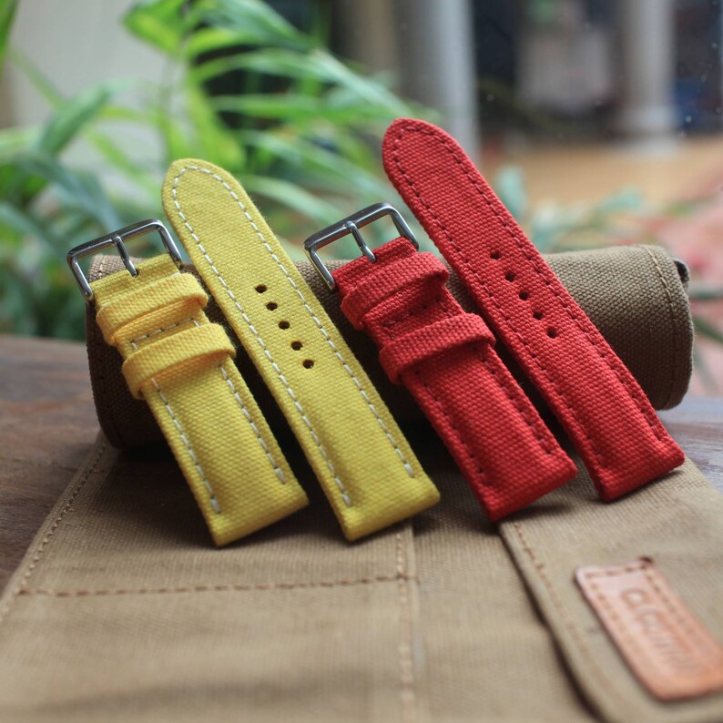Yellow Canvas Watch Strap Double Rolled Canvas Watch Strap Etsy