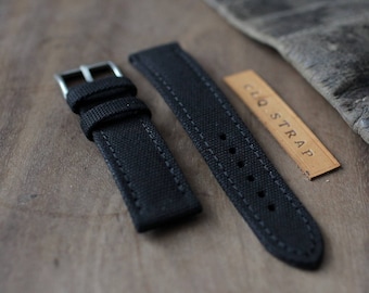 Double rolled canvas watch strap, 20mm 22mm 24mm, custom size, handmade watch strap for panerai