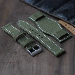 Bundstrap , double rolled edge canvas watch strap, 18mm 20mm 22mm custom watch band