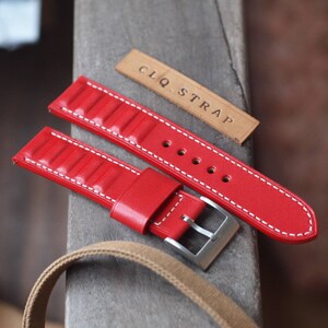 Red leather handmade watch strap, 18mm 20mm 22mm , custom watch band