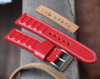 Red leather handmade watch strap, 18mm 20mm 22mm , custom watch band