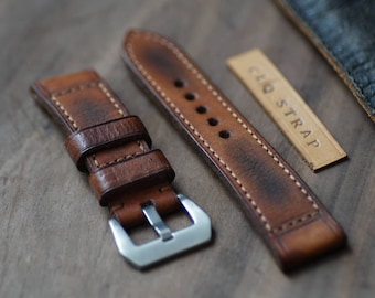 Handmade leather watch strap for Panerai, Vintage brown watch band, 20mm 22mm 24mm