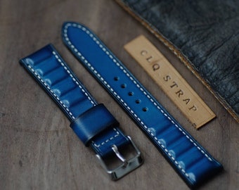Patina blue leather watch strap, handmade watchstrap , 18mm 20mm 22mm 24mm, custom watch band
