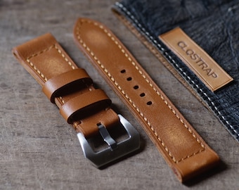 Handmade leather watch strap for Panerai, brown leather, custom watch band, 20mm 22mm 24mm