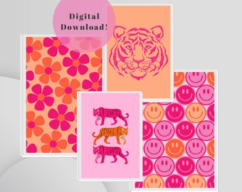 DIGITAL DOWNLOAD | Posters | Pink and Orange | Tigers