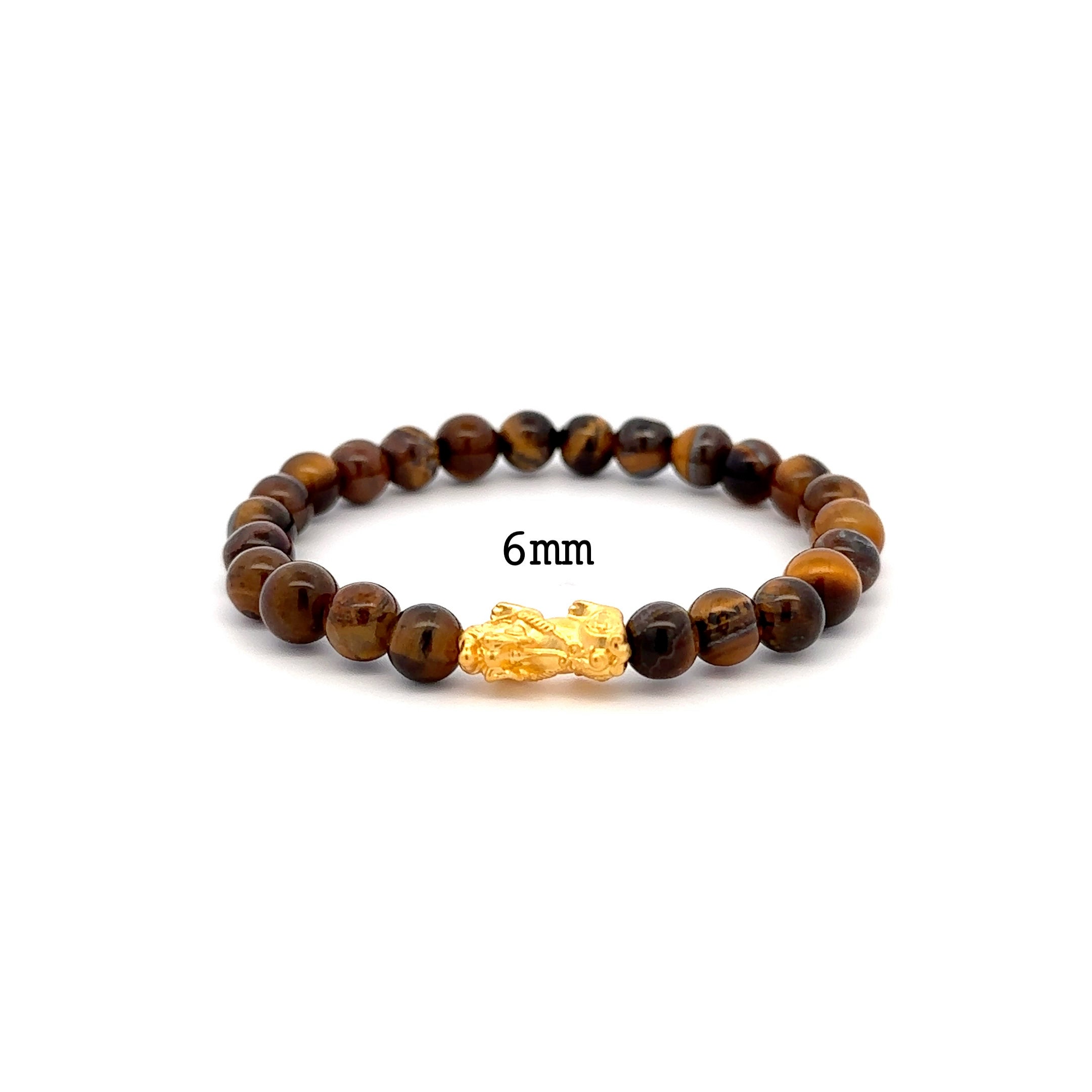 Real 24K Gold Piyao Pixiu Lucky Charm Bracelet Brown Tiger's