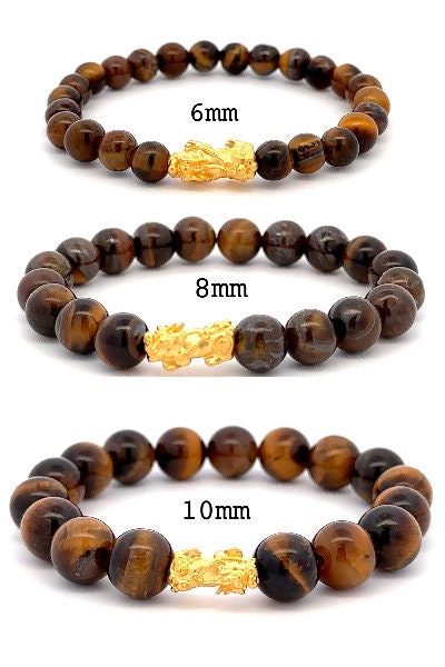 24K Gold Piyao Pixiu Lucky Charm Bracelet Tiger Eye