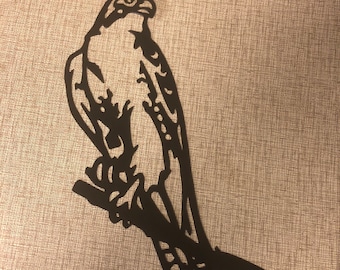 Hawks On Perch, Each approximately 12"H X 12"W Painted Black on Plasma Cut Steel, Gift, Mothers Day, Outdoors or Indoors, Birthday Dad